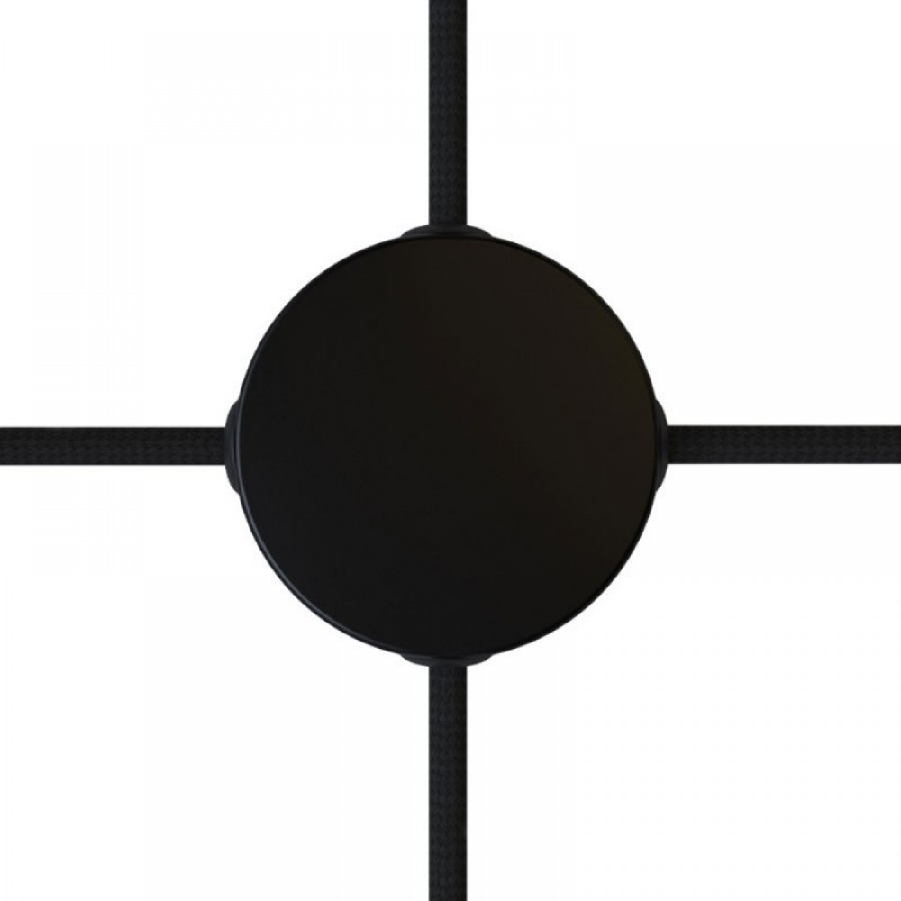 Mini Ροζέτα Μεταλλική Κουτί Διακλάδωσης πλακέ με 4 τρύπες στο πλάι - Μαύρο ΜΑΤ Creative Cables