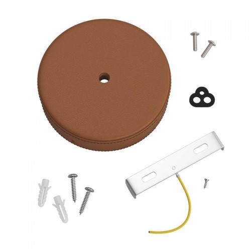 Ροζέτα Φωτιστικού Ξύλινη καλυμμένη με Δέρμα, Καφέ - Creative Cables