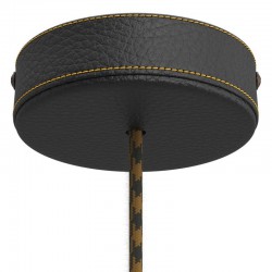 Ροζέτα Φωτιστικού Ξύλινη καλυμμένη με Δέρμα, Μαύρη - Creative Cables