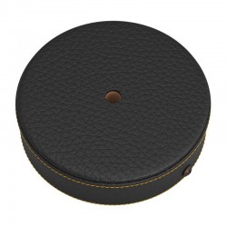 Ροζέτα Φωτιστικού Ξύλινη καλυμμένη με Δέρμα, Μαύρη - Creative Cables