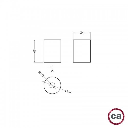 Ξύλινο Τερματικό για Σχοινί Τριχιά 2XL 24mm, Wenge Εφέ - Creative Cables