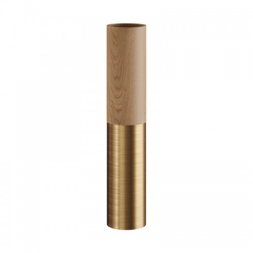 Ξύλινο Σποτ και μεταλλικό Tub-E14, με διπλό συνδυασμό και ντουί Ε14 ροδέλα Φυσικό Ξύλο - Χρυσό Ματ - Creative Cables