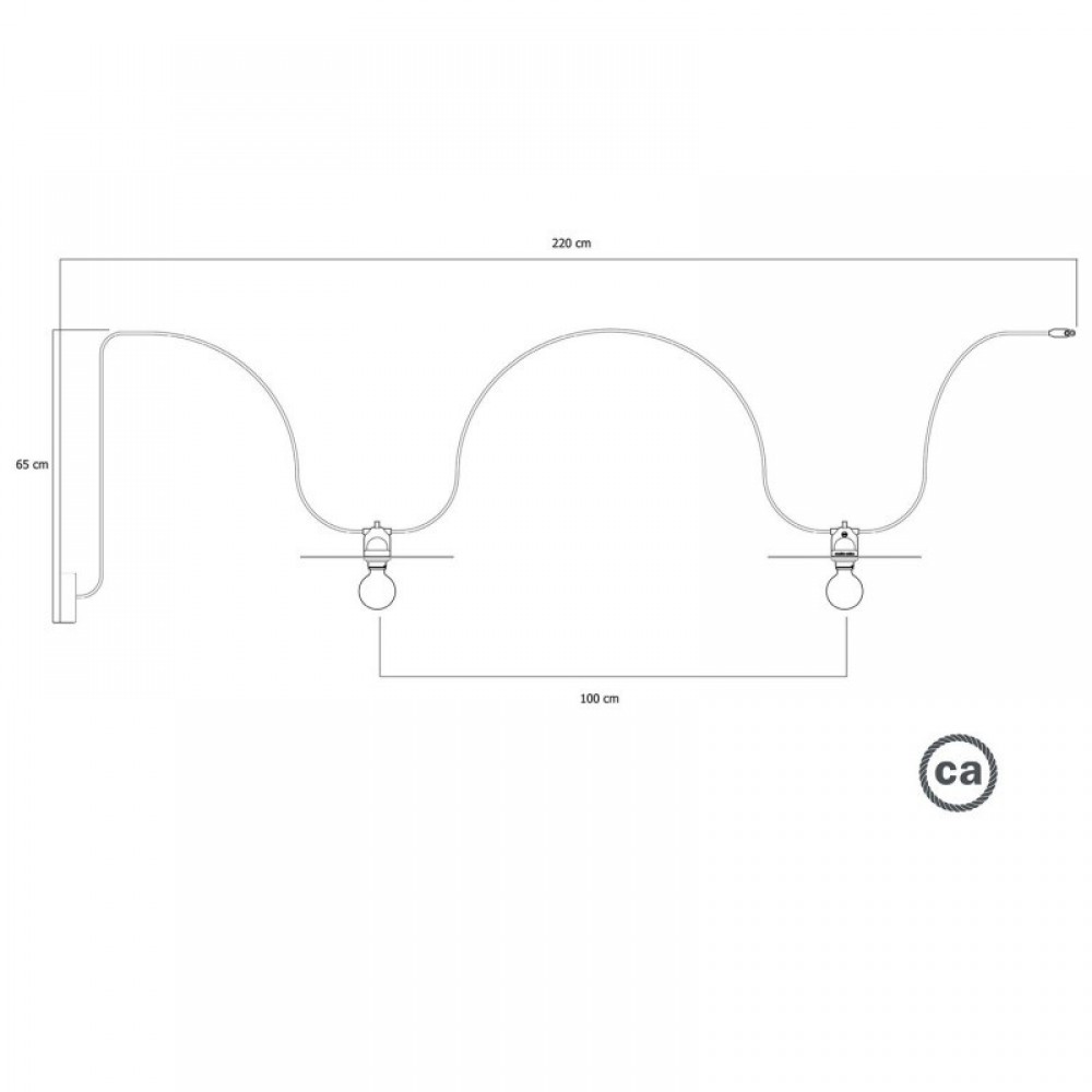 Γιρλάντα Εξωτερικού Χώρου EIVA με 2 καπέλα φωτιστικού και ροζέτα - Χάλκινο vintage - Χρυσό Ματ- Creative Cables