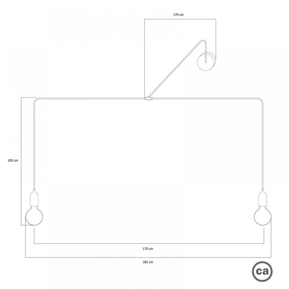 Κρεμαστό φωτιστικό Εξωτερικού Χώρου T-Snake EIVA 2-φωτο IP65 με ροζέτα Μαύρο - Creative Cables