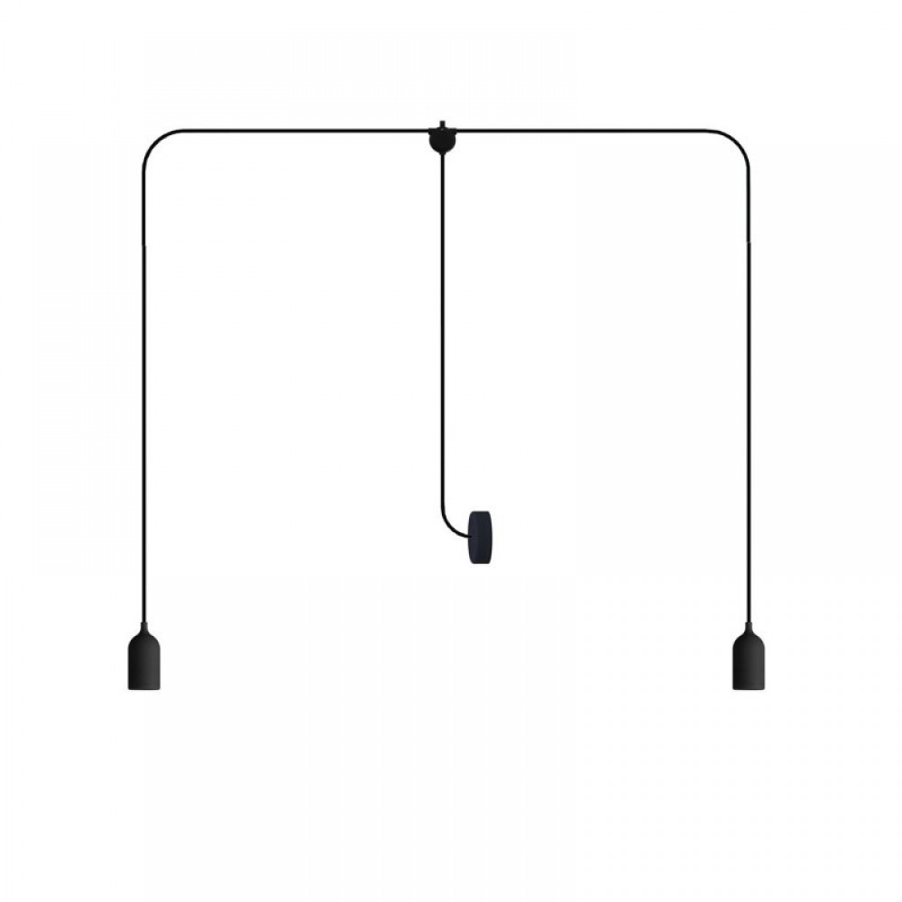 Κρεμαστό φωτιστικό Εξωτερικού Χώρου T-Snake EIVA 2-φωτο IP65 με ροζέτα Μαύρο - Creative Cables