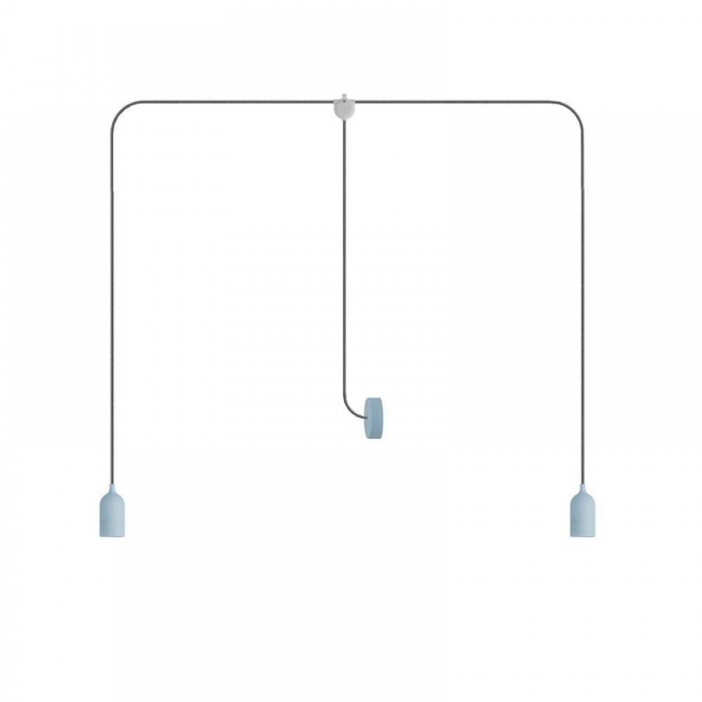 Κρεμαστό φωτιστικό Εξωτερικού Χώρου T-Snake EIVA 2-φωτο IP65 με ροζέτα Απαλό Γαλάζιο - Creative Cables