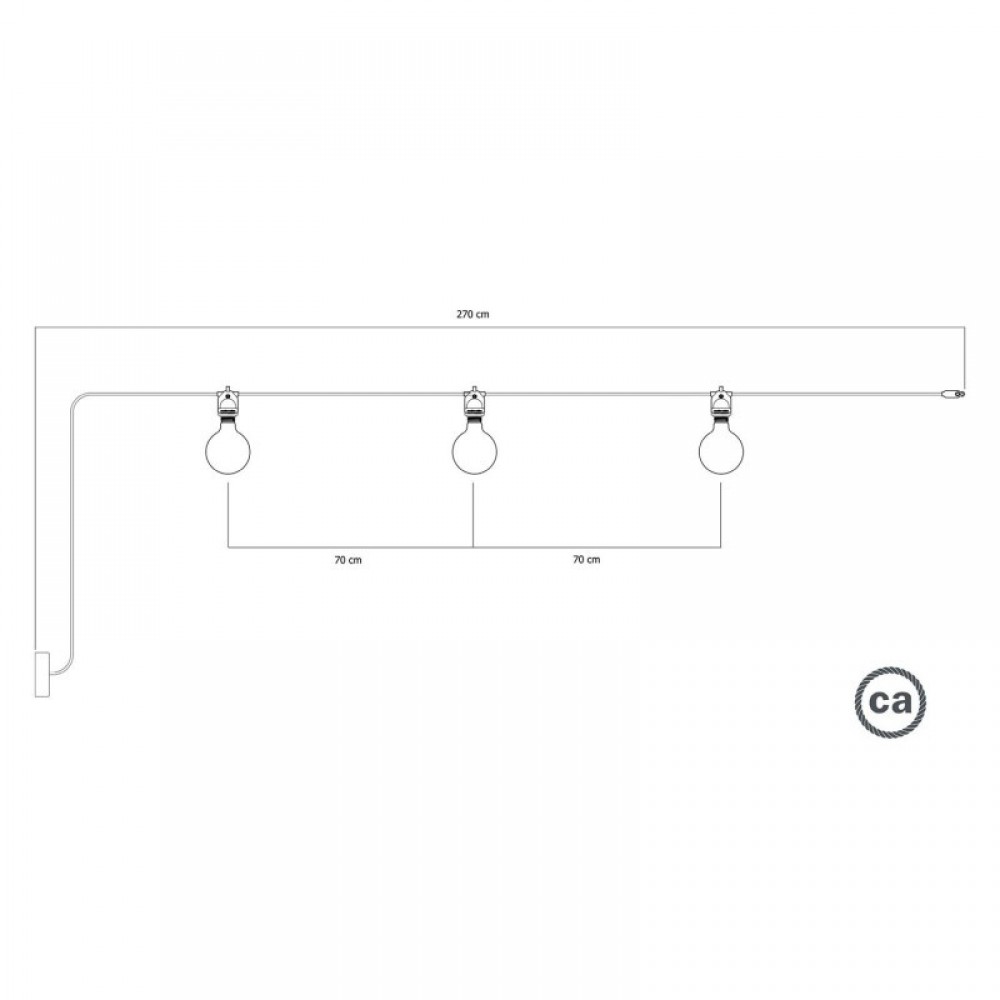 Γιρλάντα Εξωτερικού Χώρου EIVA με 3 λάμπες και ροζέτα Μαύρο - Creative Cables