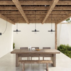 Κρεμαστό φωτιστικό Εξωτερικού Χώρου E-Snake EIVA 3-φωτο IP65 με καπέλα και ροζέτα Μαύρο - Creative Cables