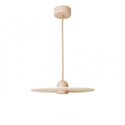 Ξύλινο κρεμαστό φωτιστικό με υφασμάτινο καλώδιο και καπέλο UFO - Creative Cables