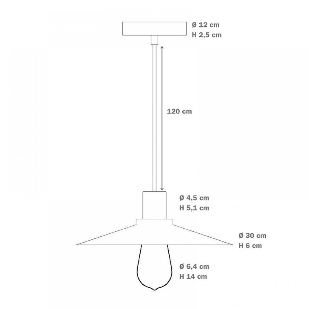 Κρεμαστό φωτιστικό με υφασμάτινο καλώδιο και μεταλλικό καπέλο Swing Pastel Μουσταρδί - Made in Italy - Creative Cables