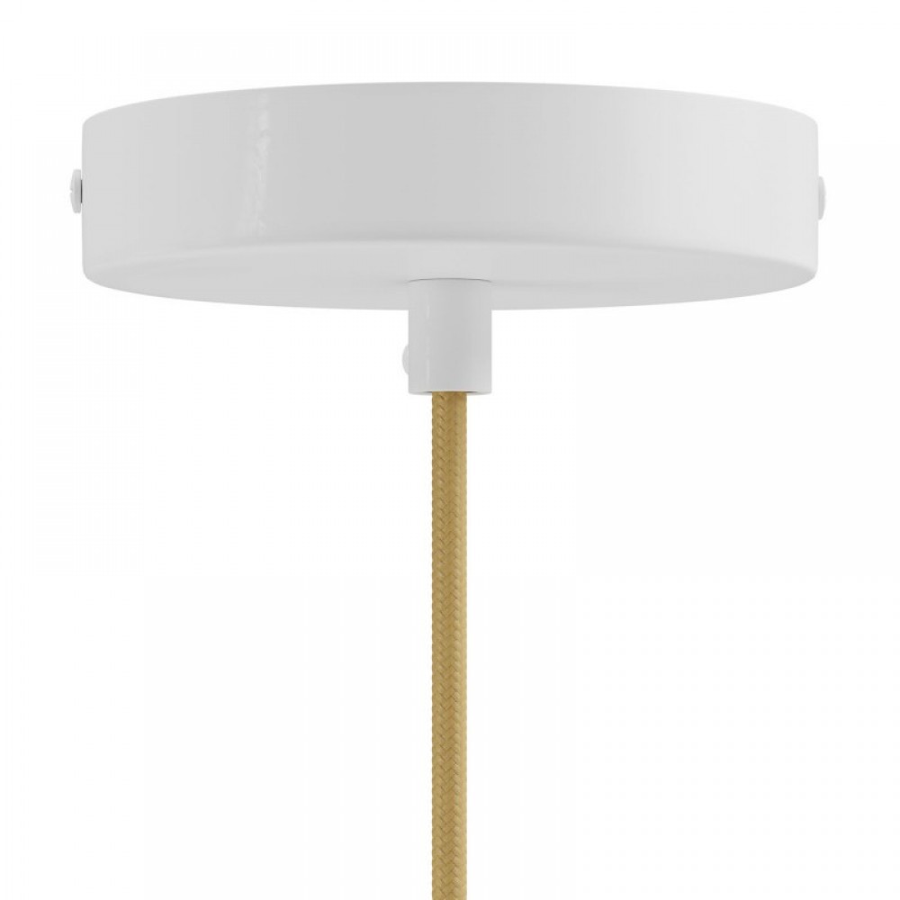 Κρεμαστό φωτιστικό με υφασμάτινο καλώδιο και μεταλλικό καπέλο Swing Pastel Μουσταρδί - Made in Italy - Creative Cables