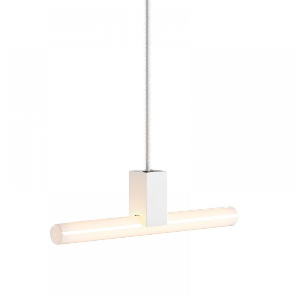 Κρεμαστό Φωτιστικό Μεταλλικό με ντουί Linestra S14d Σειρά Syntax® και Υφασμάτινο Καλώδιο, WHITE - Made in Italy - Creative Cables