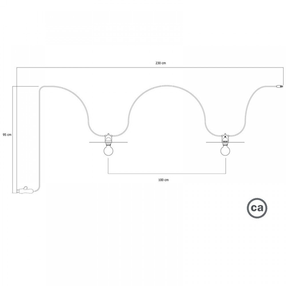 Γιρλάντα Εξωτερικού Χώρου EIVA με 2 καπέλα φωτιστικού και φις - Λευκό - Creative Cables