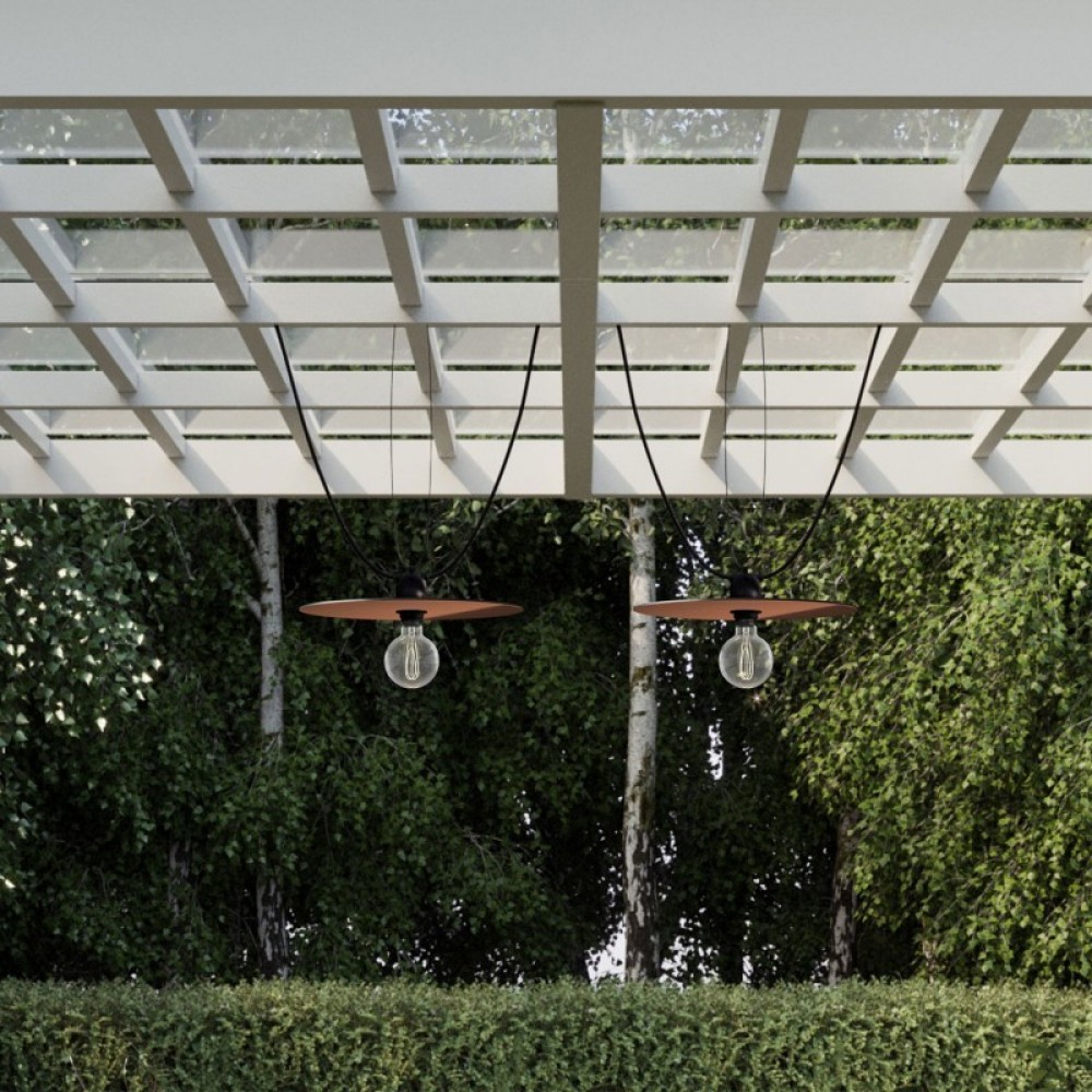 Γιρλάντα Εξωτερικού Χώρου EIVA με 2 καπέλα φωτιστικού και φις - Χάλκινο vintage - Χρυσό Ματ - Creative Cables