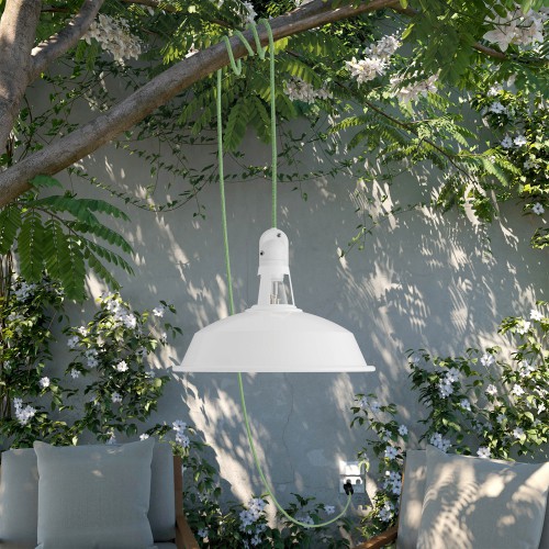 Φορητό Φωτιστικό Εξωτερικού Χώρου Snake με Καπέλο Harbour, 5m υφασμάτινο καλώδιο, IP65 αδιάβροχο ντουί και σούκο - Λευκό - Creative Cables