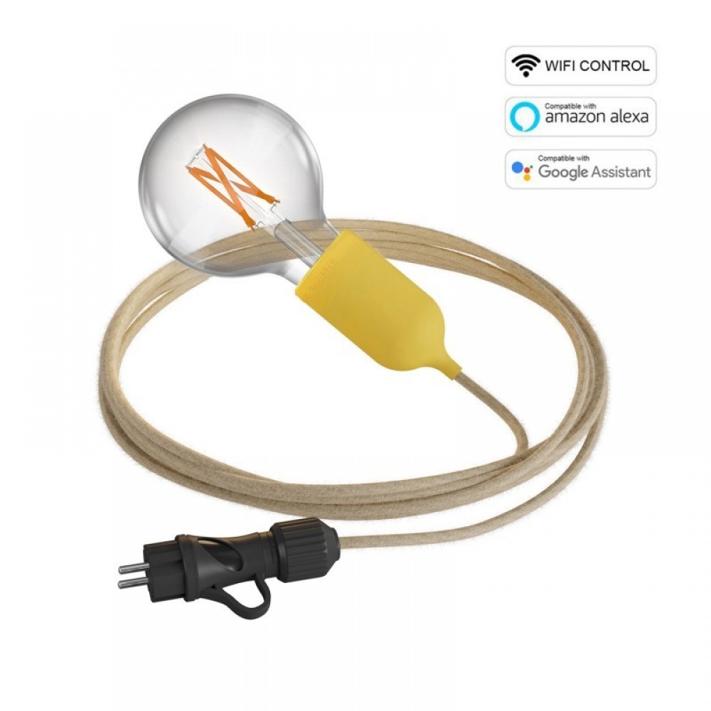 Φωτιστικό Εξωτερικού Χώρου Snake Eiva Wi-Fi, με 5m καλώδιο, στεγανό ντουί IP65 και smart λάμπα - Μουσταρδί - Creative Cables