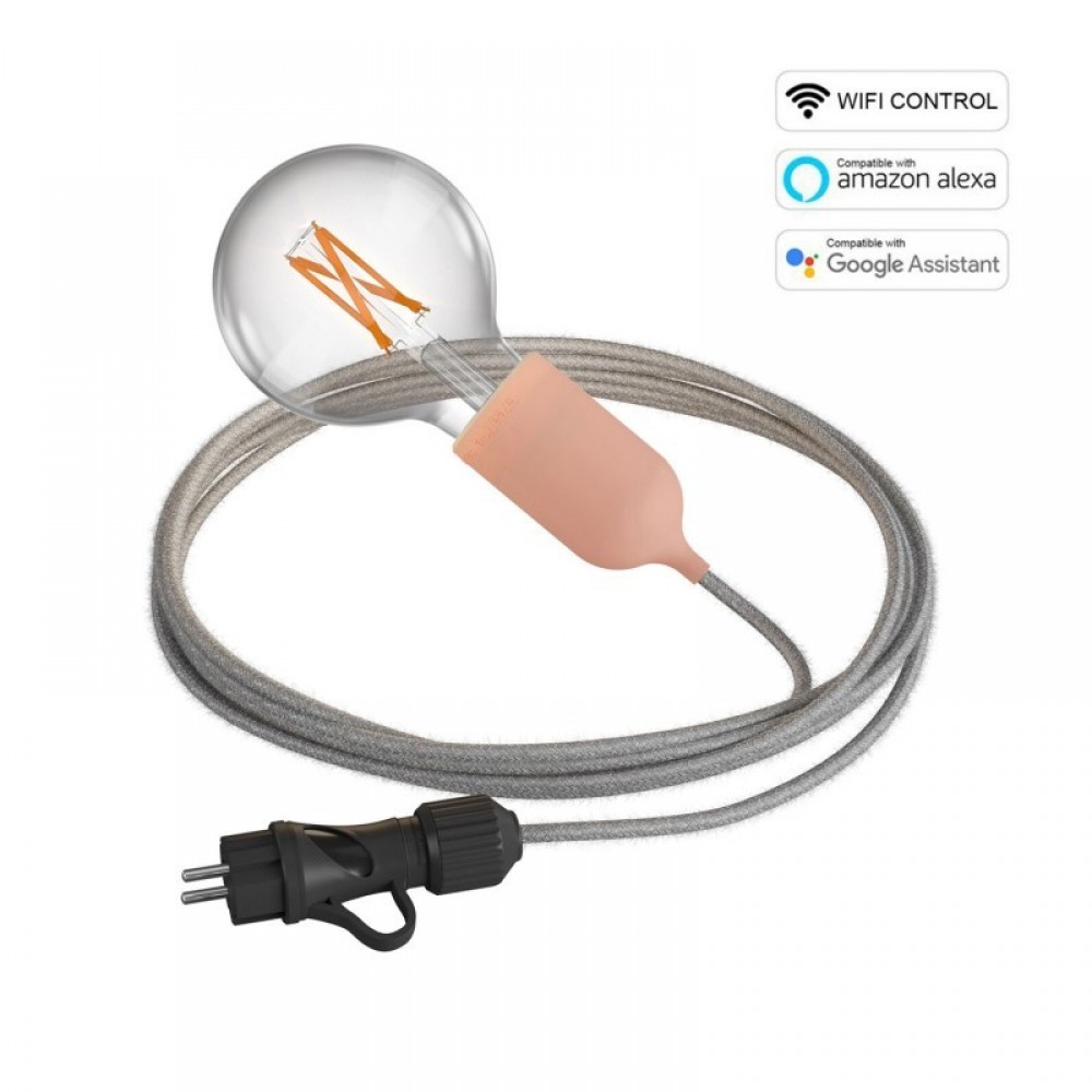 Φωτιστικό Εξωτερικού Χώρου Snake Eiva Wi-Fi, με 5m καλώδιο, στεγανό ντουί IP65 και smart λάμπα - Ροζ παστέλ - Creative Cables