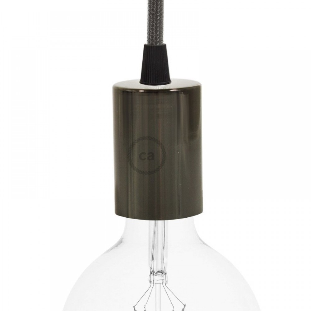 Ντουί Μεταλλικό Πλακέ E27, Λευκό Ματ Με Στήριγμα Καλωδίου - Creative Cables