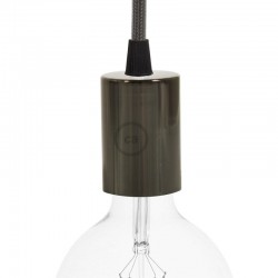 Ντουί Μεταλλικό Πλακέ E27, Ανθρακί Με Στήριγμα Καλωδίου - Creative Cables