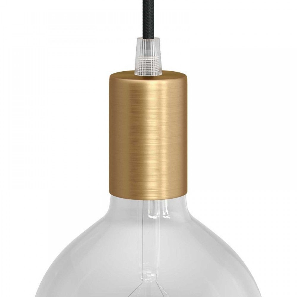 Ντουί Μεταλλικό Πλακέ E27, Μπρονζέ Με Στήριγμα Καλωδίου - Creative Cables