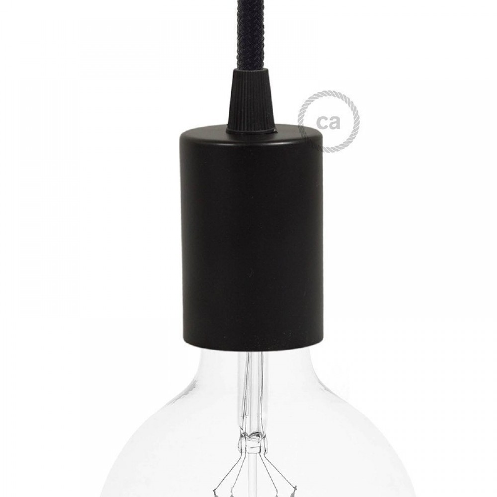 Ντουί Μεταλλικό Πλακέ E27, Λευκό Ματ Με Στήριγμα Καλωδίου - Creative Cables