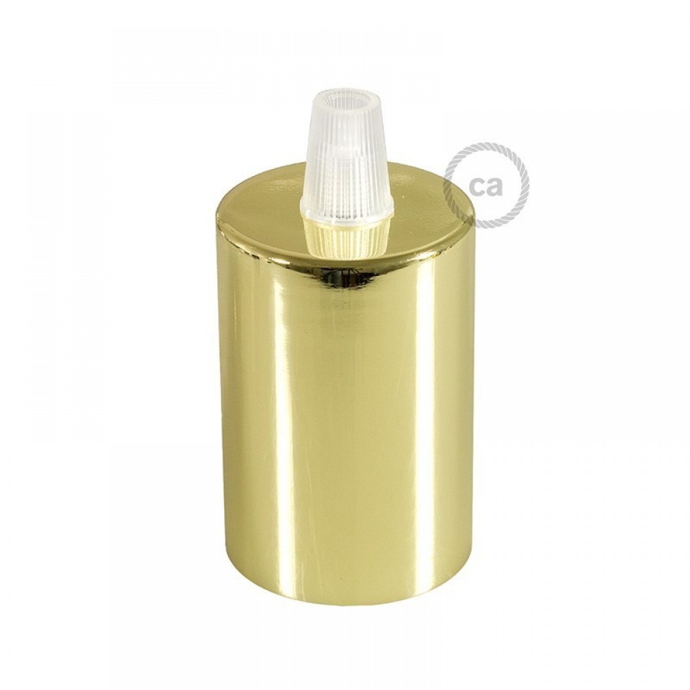 Ντουί Μεταλλικό Πλακέ E27, Χρυσό Με Στήριγμα Καλωδίου - Creative Cables