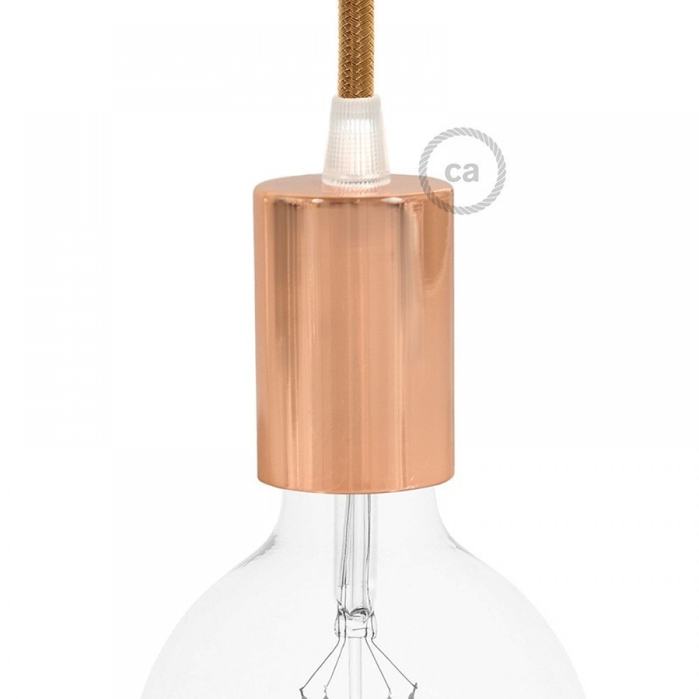 Ντουί Μεταλλικό Πλακέ E27, Χάλκινο Με Στήριγμα Καλωδίου - Creative Cables