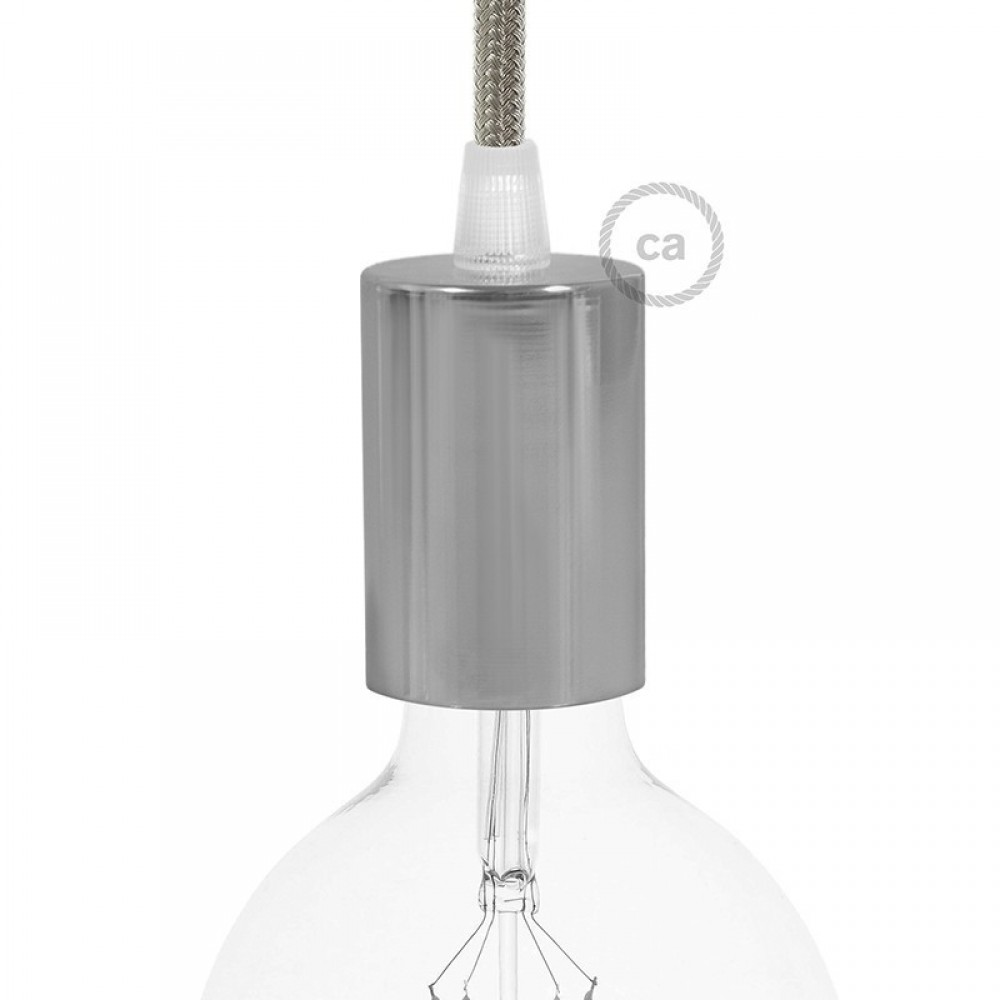 Ντουί Μεταλλικό Πλακέ E27, Χρώμιο Με Στήριγμα Καλωδίου - Creative Cables