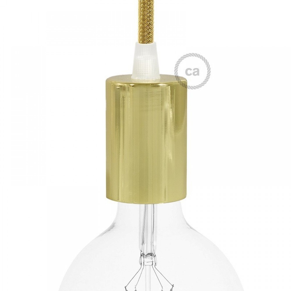 Ντουί Μεταλλικό Πλακέ E27, Χρυσό Με Στήριγμα Καλωδίου - Creative Cables