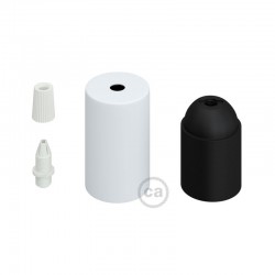 Ντουί Μεταλλικό Πλακέ E27, Λευκό Ματ Με Στήριγμα Καλωδίου - Creative Cables