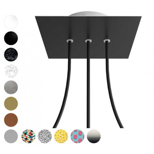 Ροζέτα Rose-One 200mm Τετράγωνη με 3 Τρύπες Στην Σειρά Σε Τσιμέντο Σχέδιo - Creative Cables