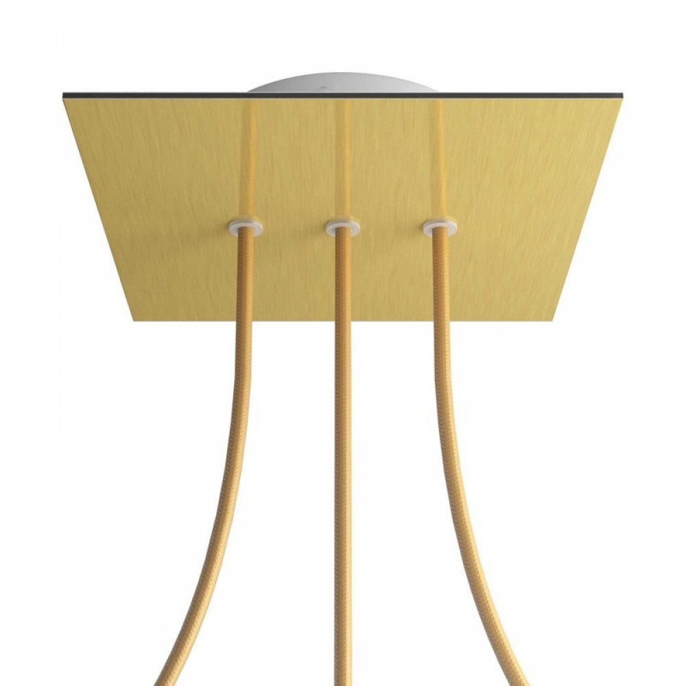 Ροζέτα Rose-One 200mm Τετράγωνη με 3 Τρύπες Στην Σειρά Σε Χρυσό Ματ Dibond Σχέδιo - Creative Cables