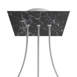 Ροζέτα Rose-One 200mm Τετράγωνη με 3 Τρύπες Στην Σειρά Σε Μαύρο Μάρμαρο Σχέδιo - Creative Cables