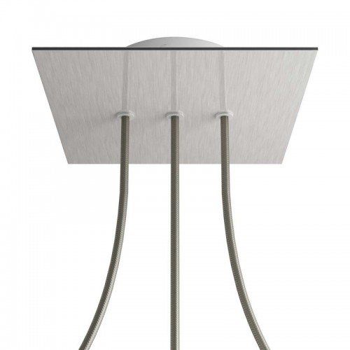 Ροζέτα Rose-One 200mm Τετράγωνη με 3 Τρύπες Στην Σειρά Σε Νικέλ Ματ Dibond Σχέδιo - Creative Cables