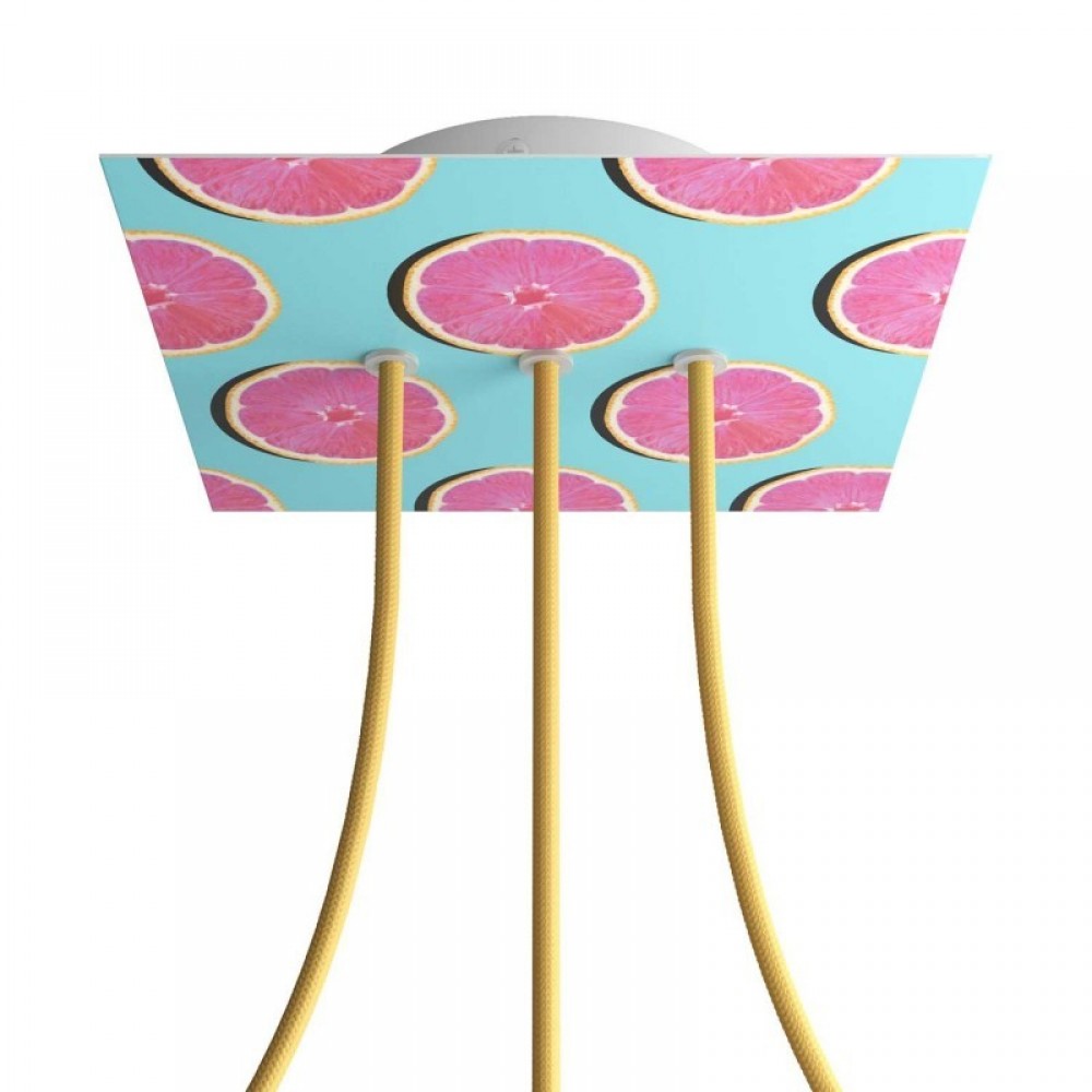 Ροζέτα Rose-One 200mm Τετράγωνη με 3 Τρύπες Στην Σειρά Σε Πορτοκάλια Σχέδιo - Creative Cables