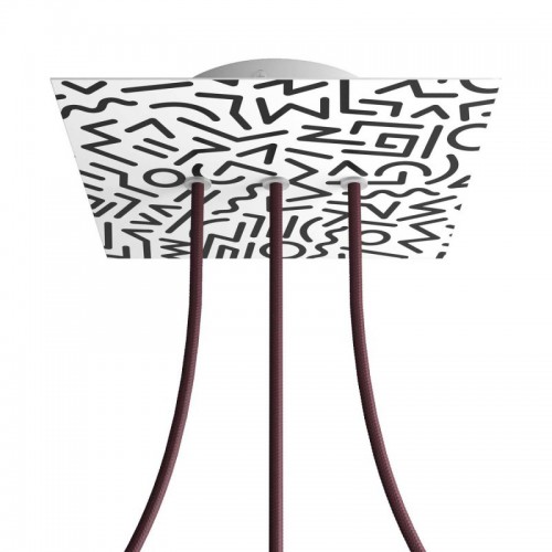 Ροζέτα Rose-One 200mm Τετράγωνη με 3 Τρύπες Στην Σειρά Σε Triangle Σχέδιo - Creative Cables