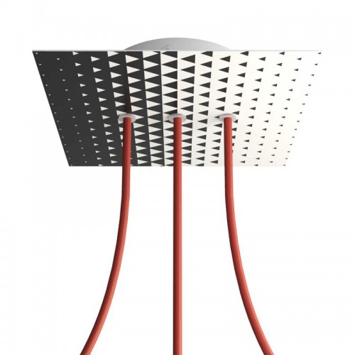 Ροζέτα Rose-One 200mm Τετράγωνη με 3 Τρύπες Στην Σειρά Σε Triangle Σχέδιo - Creative Cables