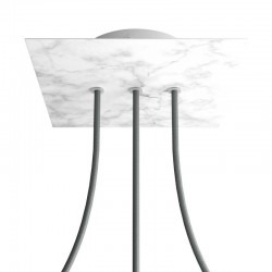 Ροζέτα Rose-One 200mm Τετράγωνη με 3 Τρύπες Στην Σειρά Σε Λευκό Μάρμαρο Σχέδιo - Creative Cables