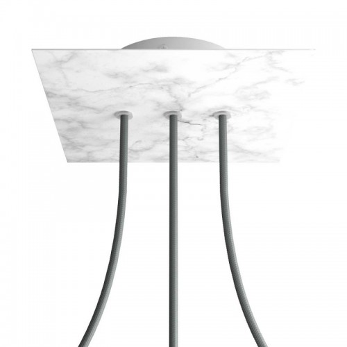 Ροζέτα Rose-One 200mm Τετράγωνη με 3 Τρύπες Στην Σειρά Σε Λευκό Μάρμαρο Σχέδιo - Creative Cables