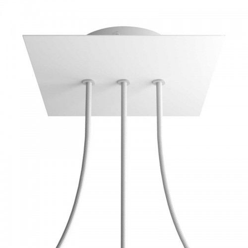 Ροζέτα Rose-One 200mm Τετράγωνη με 3 Τρύπες Στην Σειρά Σε Λευκό Σχέδιο - Creative Cables