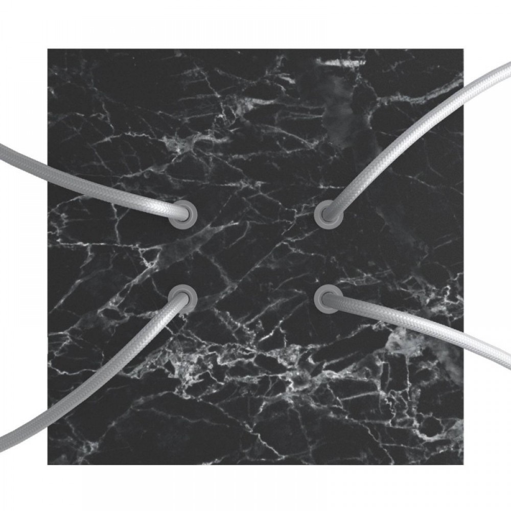 Ροζέτα Rose-One 200mm Τετράγωνη με 4 Τρύπες Στην Σειρά Σε Μαύρο Μάρμαρο Σχέδιo - Creative Cables