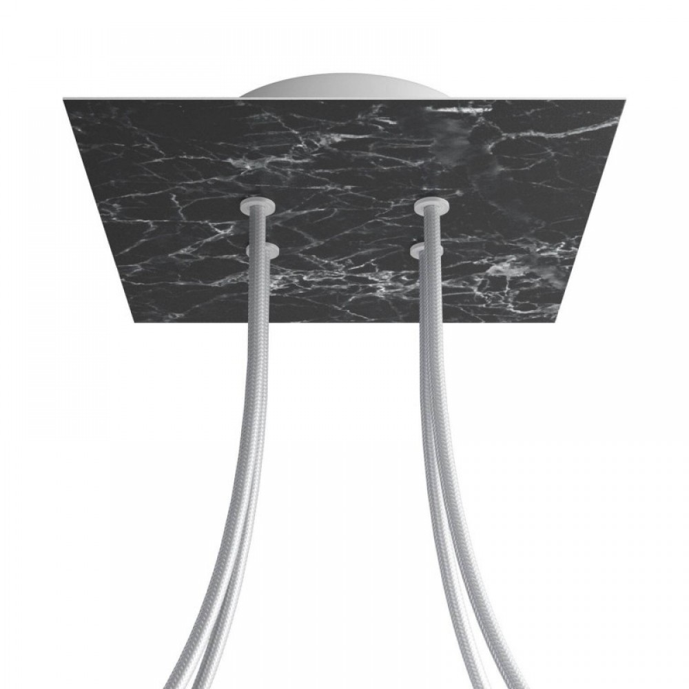 Ροζέτα Rose-One 200mm Τετράγωνη με 4 Τρύπες Στην Σειρά Σε Μαύρο Μάρμαρο Σχέδιo - Creative Cables
