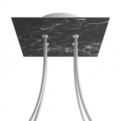 Ροζέτα Rose-One 200mm Τετράγωνη με 4 Τρύπες Στην Σειρά Σε Μαύρο Μάρμαρο Σχέδιo - Creative Cables