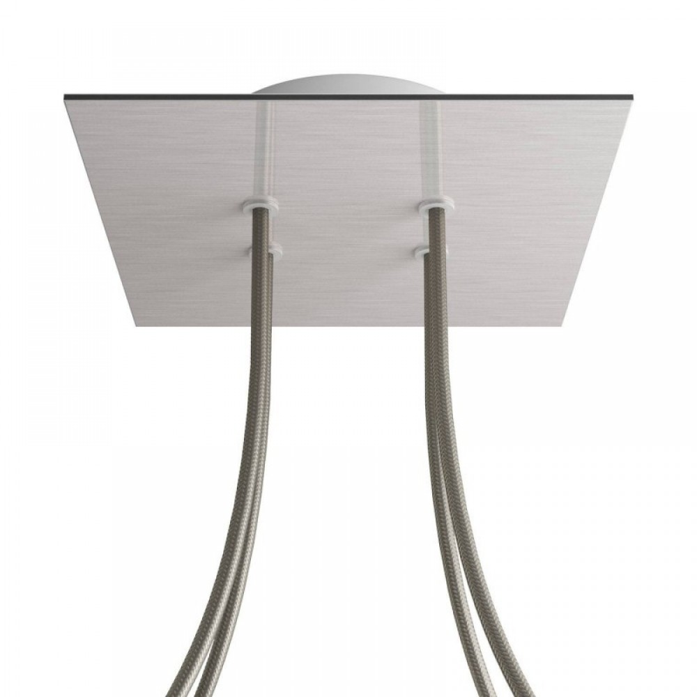 Ροζέτα Rose-One 200mm Τετράγωνη με 4 Τρύπες Στην Σειρά Σε Νικέλ Ματ Dibond Σχέδιo - Creative Cables