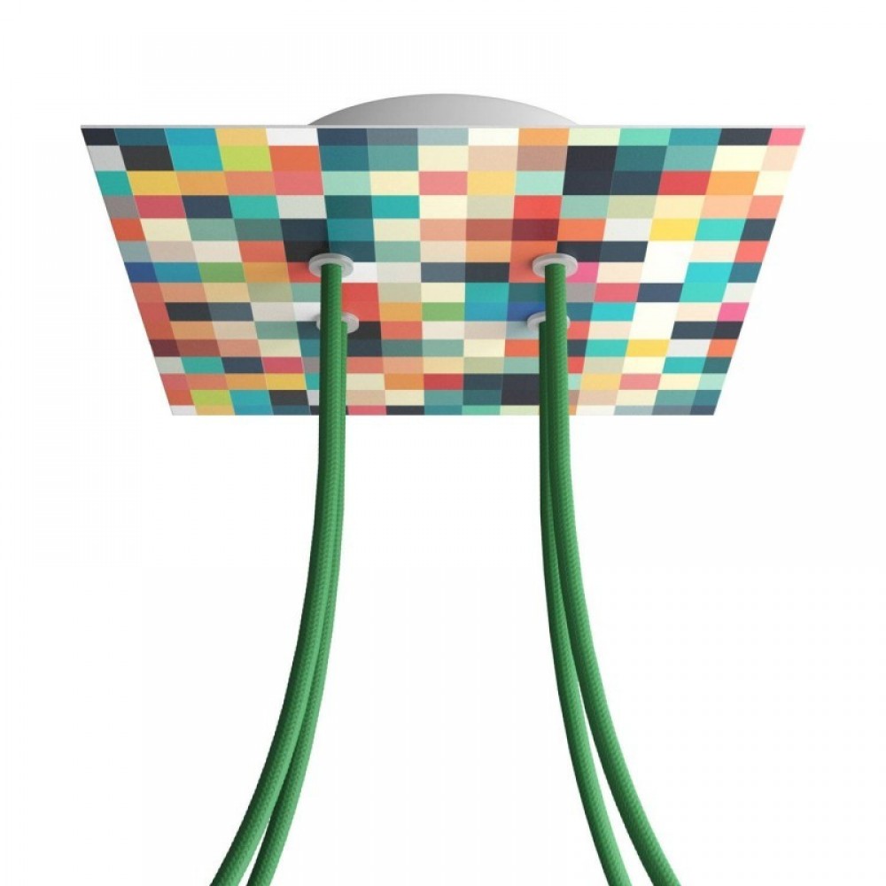 Ροζέτα Rose-One 200mm Τετράγωνη με 4 Τρύπες Στην Σειρά Σε Palette Σχέδιο - Creative Cables