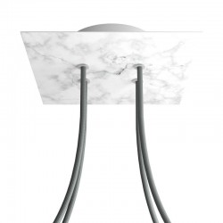 Ροζέτα Rose-One 200mm Τετράγωνη με 4 Τρύπες Στην Σειρά Σε Λευκό Μάρμαρο Σχέδιο - Creative Cables