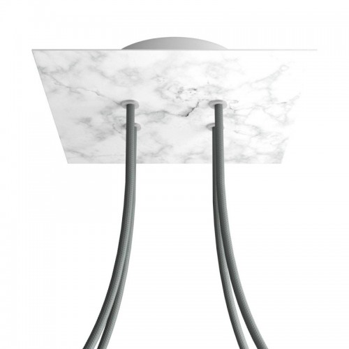 Ροζέτα Rose-One 200mm Τετράγωνη με 4 Τρύπες Στην Σειρά Σε Λευκό Μάρμαρο Σχέδιο - Creative Cables