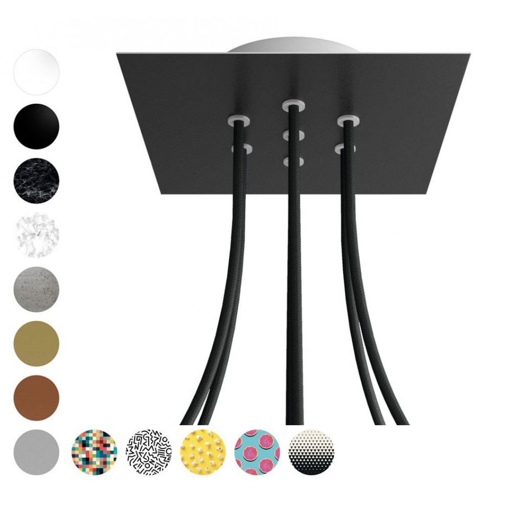 Ροζέτα Rose-One 200mm Τετράγωνη με 7 Τρύπες Στην Σειρά Σε Palette Σχέδιο - Creative Cables