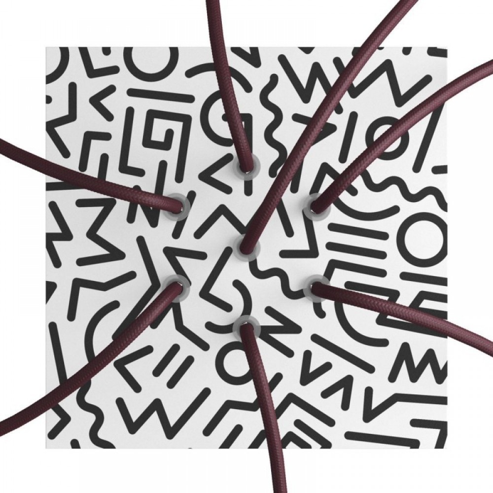 Ροζέτα Rose-One 200mm Τετράγωνη με 7 Τρύπες Στην Σειρά Σε Street Art Σχέδιο - Creative Cables