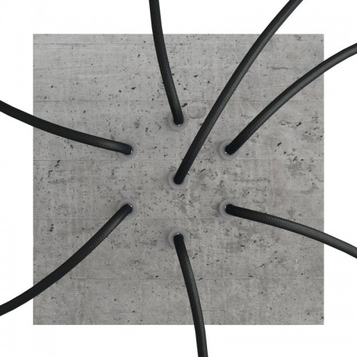 Ροζέτα Rose-One 200mm Τετράγωνη με 7 Τρύπες Στην Σειρά Σε Σχέδιο Τσιμέντου - Creative Cables